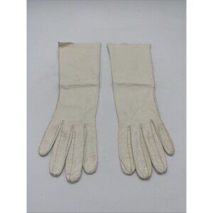 Vintage Womens Lederer White Leather Long Gloves sz 7 Made in France